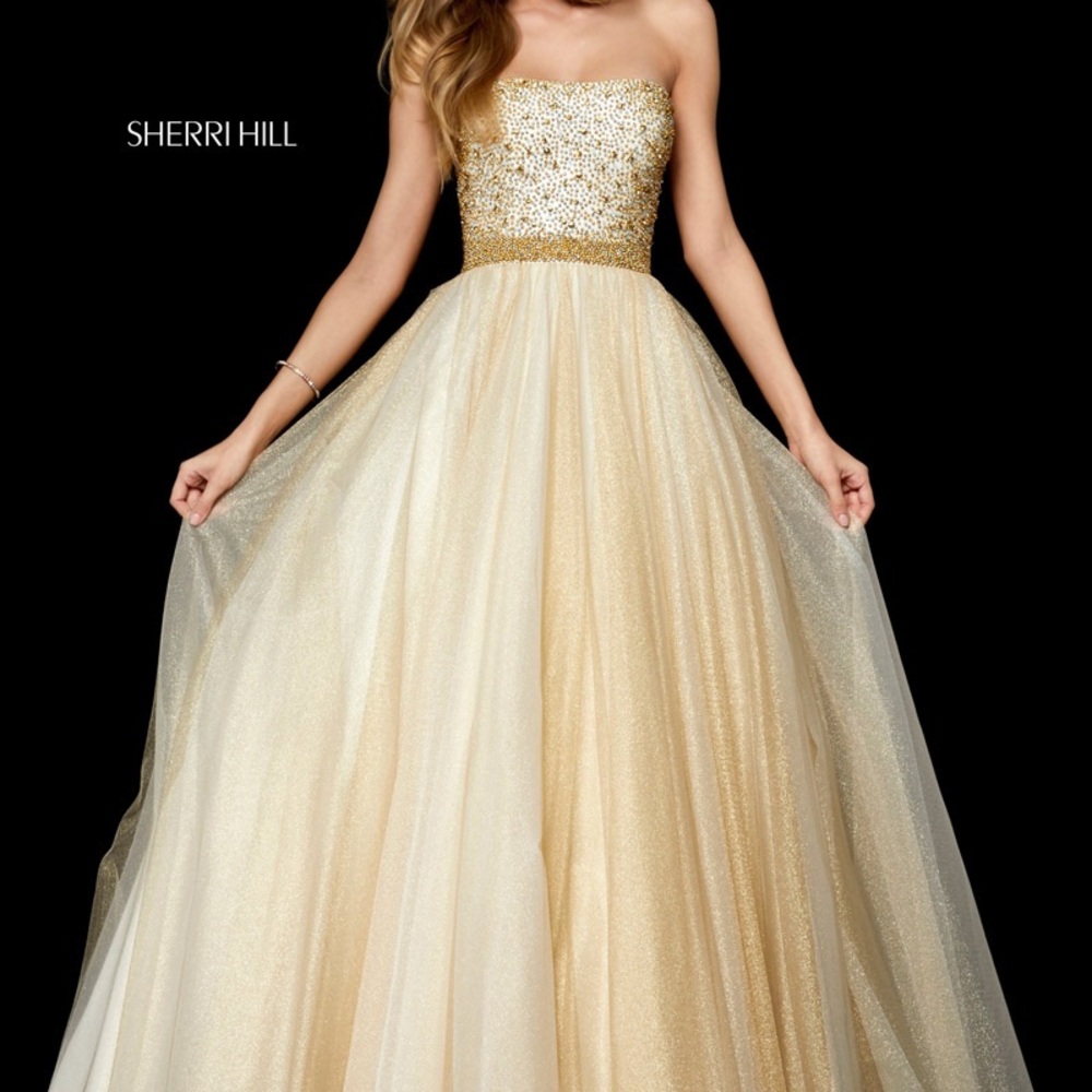 Sherri Hill Gold Strapless Gown